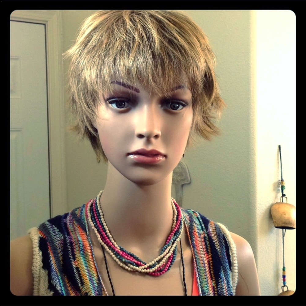 3 Necklaces Stone Beads White Blue Pinkish BoHo 34